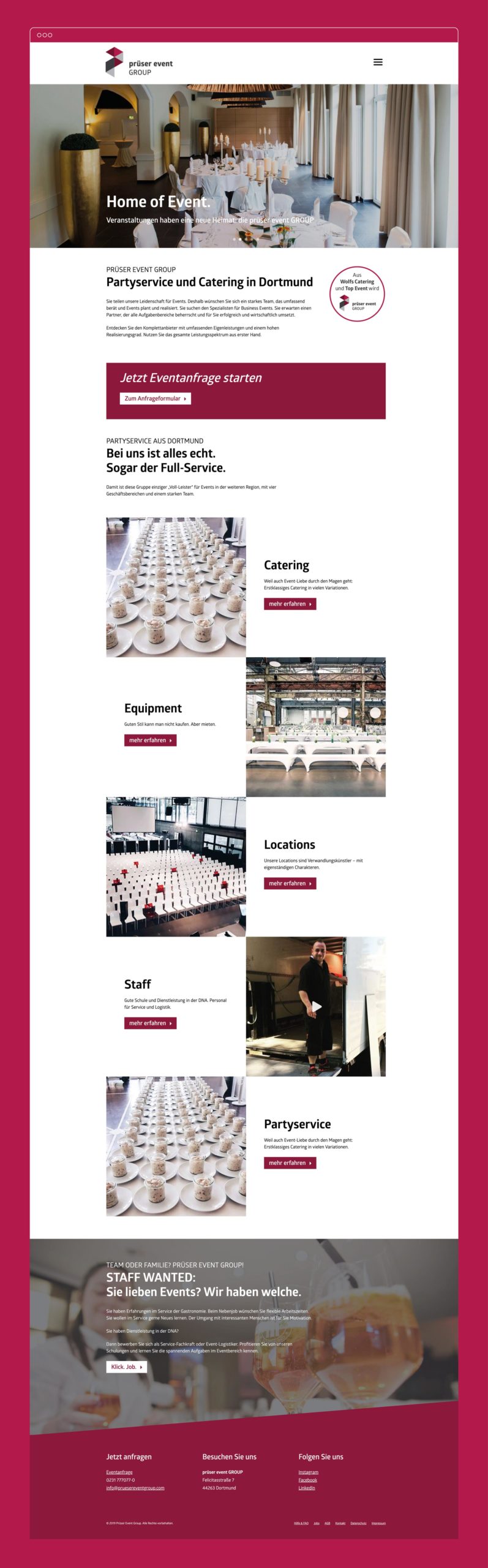 Prüser Event Group Website