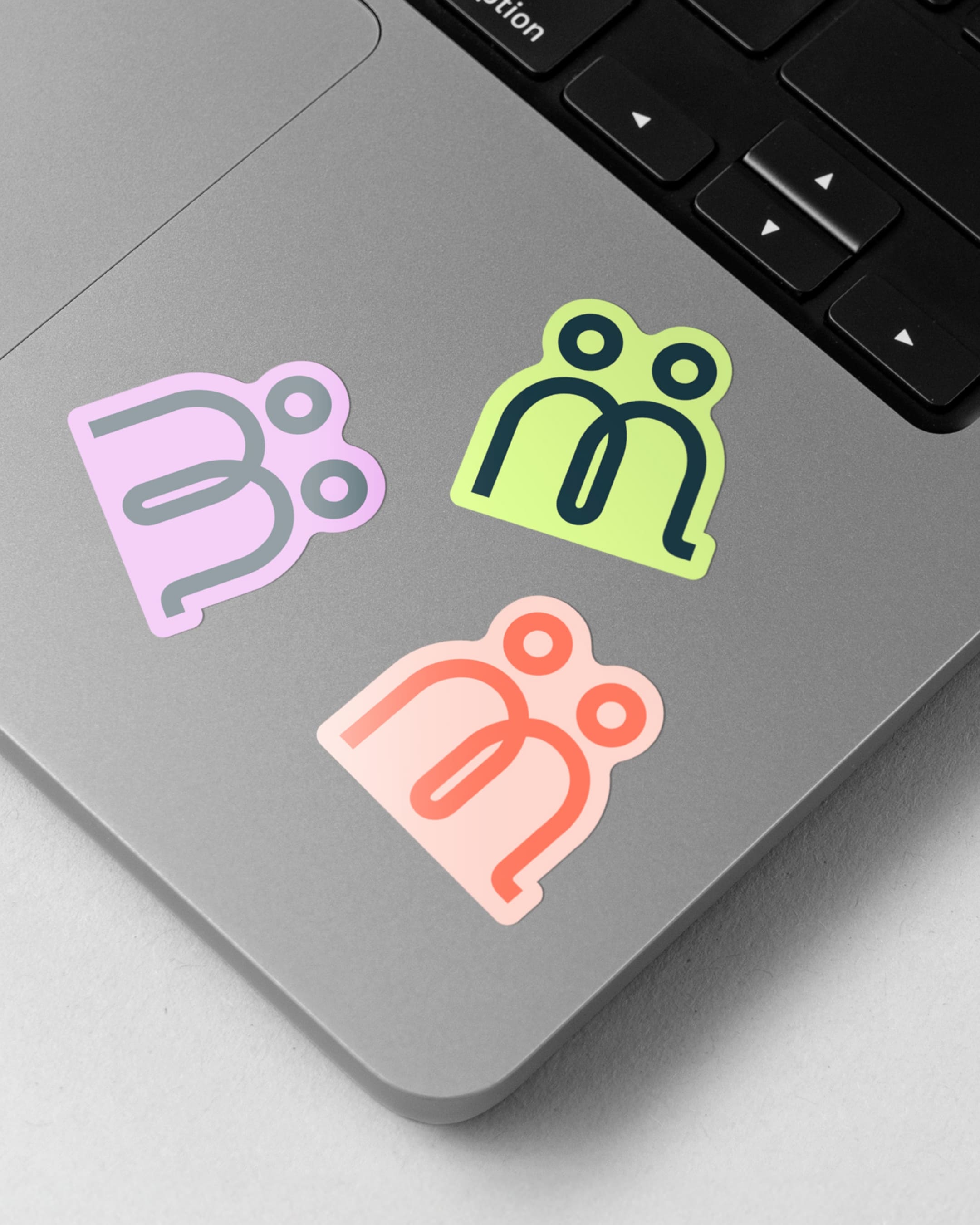 Farbige work.mate Sticker mit Bildmarke auf einem Laptop