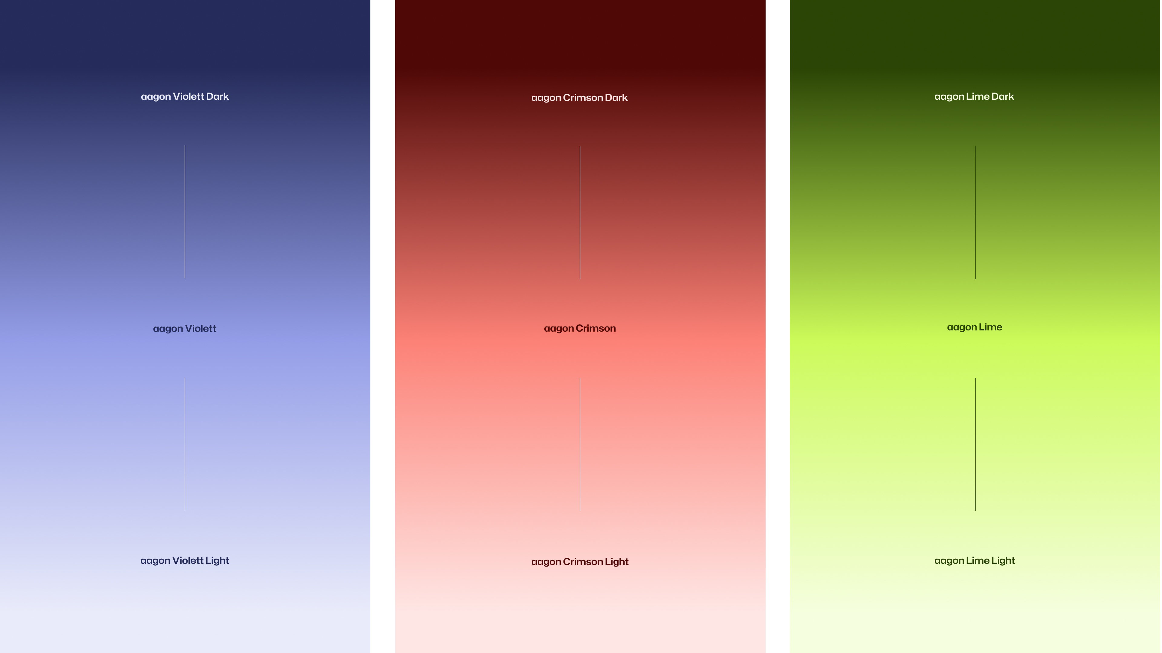 Dynamische Farbverläufe der Sekundärfarben Violett, Crimson und Lime für aagon